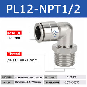 ข้อต่อเร็ว ZDVseal ขนาด 12 มม. 0-2Mpa ข้อต่อทองแดงแบบข้อศอกพร้อมเกลียว NPT ตัวผู้ ขนาด 1/8 1/4 3/8 และ 1/2 นิ้ว สำหรับอะแดปเตอร์สายยาง - Product Image 5