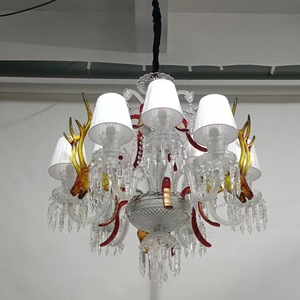 Lustre en cristal K9 <span class=keywords><strong>de</strong></span> luxe français, cerf rond, étrange, zenith, pendentif en verre, interrupteur, restaurant, <span class=keywords><strong>bar</strong></span>, comprend une ampoule électrique - Product Image 6