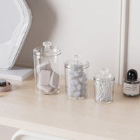 Organisateur de salle de bain portable transparent au design moderne, pot à éponges de maquillage, boîte de rangement, distributeur, tampons, cure-dents, coton-tige