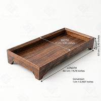 Plateau de service rectangulaire en bois massif avec pieds surélevés, plateau à café et à thé, plateau à dessert et à en-cas pour la maison et l'hôtel