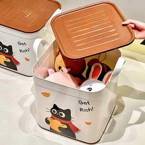 Multifunctional <b>Storage</b> <b>Box</b> With Lid Rectangle White With Sticker <b>For</b> Snacks Toys <b>Clothes</b> Desktop Organizer - Product Image 2