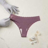 Culottes Femme Ultra-Fines en Soie Glacée Premium, Taille Basse, Sans Coutures, Antibactériennes, Bord Ondulé Découpé au Laser, Sexy, Pour Usage Quotidien