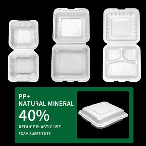 Contenedor Biodegradable con Tapa Abatible para Llevar Comida, Caja Desechable de Plástico para Microondas, Contenedor con Compartimentos para Almacenamiento de Alimentos y Preparación de Comidas - Product Image 5