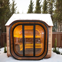 Schwarze Wasserdichte Schindeln Karbonisierte Fichte Quadratische Outdoor-Sauna Traditionelle Dampfsauna für 4-6 Personen für den Garten