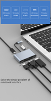 Hub Aluminium Alloy Berkualitas Tinggi Tipe-C 5-in-1 Docking Station HDMI4K60HZ DP VGA USB3.0 PD100W Tersedia