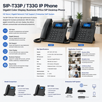 Téléphone IP YeaLink SIP-T33P T33G avec écran couleur Gigabit, téléphone de bureau SIP pour entreprise, voix HD, PoE LAN, système VoIP d'entreprise