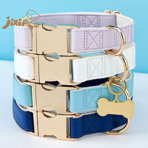 Collares de perro de cuero PU clásicos con logotipo personalizado para perro mediano Collar para niña niño mujer hombre mascota Collar para cachorro - Product Image 1