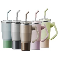 HAERS Gobelet isotherme 40oz 32oz avec paille et poignée, en acier inoxydable à double paroi sous vide, Mug de voyage professionnel, Vente en gros OEM/ODM