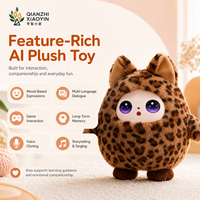 Jouet en peluche AI Léopard à oreilles, unisexe, avec vibration, capteur tactile, clonage vocal, mémoire longue durée, 50+ langues, yeux LED, WiFi, cadeau
