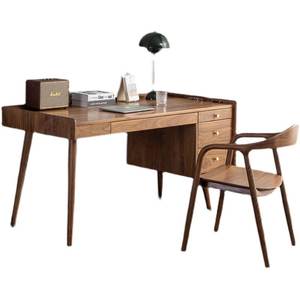 Nordic Solid Wood Surface <b>Walnut</b> <b>Table</b> Simple Modern Multi-function Workbench Computer Desk Japanese Style Writing Desk Drawers - Product Image 5