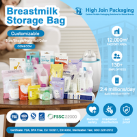 Sacs de conservation du lait maternel personnalisés OEM ODM, sans BPA, 120 ml, pochette de congélation verticale avec double fermeture éclair pour les mamans allaitantes