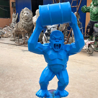 Statue d'animal en résine pour décoration de jardin extérieur, statue de gorille en fibre de verre sur mesure, grande sculpture