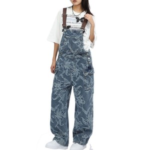 Custom Denim Casual High Waist Jumpsuit Overalls for Women Work <strong>Dungarees</strong> with Suspenders - Product Image 1
