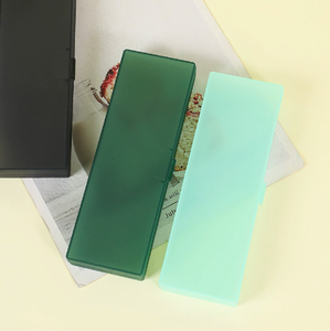 Étui à crayons rectangulaire en plastique avec fermeture à clip, vert bleu translucide, organisateur de fournitures scolaires et de bureau - Product Image 1