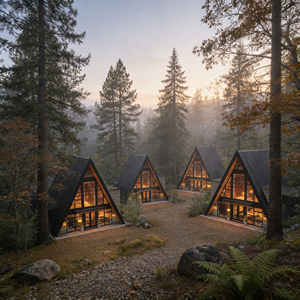 Cabaña Prefabricada en Forma de A, Casa Modular de Acero con Aislamiento Térmico para Proyectos de Airbnb o Resorts Ecológicos, Soluciones y Uso Comercial - Product Image 1