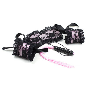 Ensemble de trois jouets sexuels pour adultes, jouets SM, bondage, bandeau en dentelle, menottes, fouet en silicone, jouets sexuels érotiques - Product Image 3