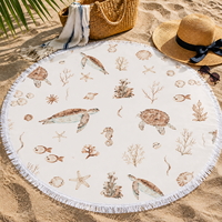 Custom Logo Round Beach Towel Microfiber Cotton Irregular Multiple Patterns Modern Stripe Style Beach Towel