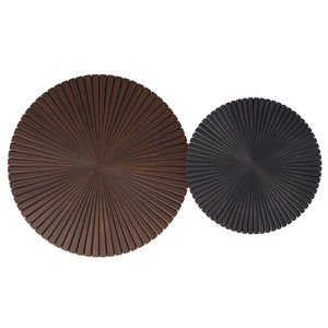 Tables basses rondes <span class=keywords><strong>de</strong></span> luxe, tables basses en bois radiales exquises, haut <span class=keywords><strong>de</strong></span> gamme, brun foncé, base en métal gris foncé pour le salon - Product Image 3