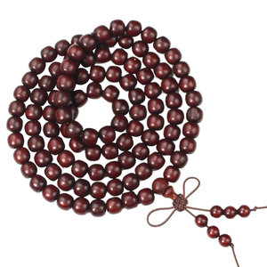 Pulsera de Sándalo Sangriento con 108 Cuentas en Forma de Barril de 7x8mm, Pulida a Mano, para Ceremonias Religiosas, Joyería Coleccionable Unisex - Product Image 5