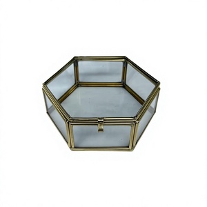 Modern Hexagonal Glass Jewelry <b>Box</b> Bridal Jewelries <b>Storage</b> & Display Case Easy Portable Metal <b>Decorative</b> <b>Box</b> & Bins <b>For</b> Gifting - Product Image 1