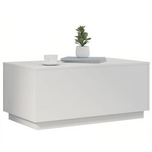 Tavolino da Caffè in Legno Ingegnerizzato Bianco 35.4 X 19.7 X 15.7 Pollici con Luci, Arredamento Moderno Minimalista per Soggiorno - Product Image 1