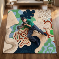 Tapis de salon en laine tufté à la machine, design personnalisé, écologique, antidérapant, couleur unie, moderne, à poils moyens épais
