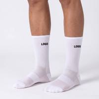 Chaussettes de cyclisme blanches personnalisées, respirantes, en maille, anti-humidité, à compression, chaussettes de vélo personnalisées imprimées, chaussettes de course pour vélo