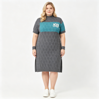 Pull-over en maille torsadée pour femme OEM, col montant, manches courtes, style décontracté, automne-hiver, robe pull sportswear