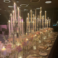GJ-CH1-16 Vente en gros d'usine, chandeliers à 5 bras en cristal, porte-bougie transparent, 40 pouces pour proposition de mariage