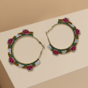 Boucles d'oreilles créoles bohèmes unisexe plaquées or avec perles de riz et perles de verre, motif étoile, bijoux de mode - Product Image 4
