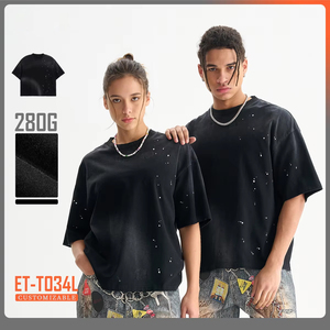 T-shirt da uomo personalizzata <span class=keywords><strong>a</strong></span> maniche corte, girocollo, in cotone 100%, <span class=keywords><strong>a</strong></span> <span class=keywords><strong>pois</strong></span>, vestibilità ampia, stile streetwear - Product Image 1