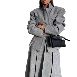 Conjunto <span class=keywords><strong>de</strong></span> 2 Piezas para Mujer: Blazer Estructurado Gris Carbón y Falda Maxi Plisada, Traje Formal <span class=keywords><strong>de</strong></span> Oficina, Ropa <span class=keywords><strong>de</strong></span> Trabajo Elegante, Trajes <span class=keywords><strong>de</strong></span> Negocios - Product Image 1
