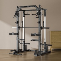 Rack de Squat Multifonctionnel Style Cadre avec Machine Smith et Appareil d'Entraînement Complet Flybird pour Usage Domestique, Banc de Squat et Presse