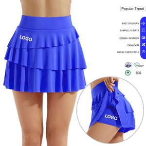 Novo Design <span class=keywords><strong>2</strong></span> em 1 Saia Esportiva Feminina de Cintura Alta com Shorts e Bolso Interno para Golfe, Dança, Badminton e Tênis - Product Image 1