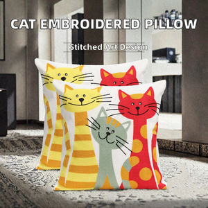 Funda de Almohada Cuadrada Moderna Decorativa con Bordado Abstracto de Animales, Reversible, de Algodón, Personalizable, con Cierre de Cremallera, para Uso en el Hogar y Hoteles - Product Image 2