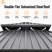 Pergola à toit rigide double en aluminium pour extérieur, avec rideaux moustiquaires imperméables en PE, pour terrasse, balcon, patio, jardin, finition thermolaquée