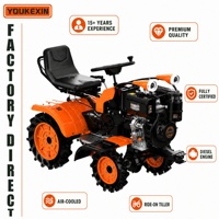 Motoculteur diesel autoporté monocylindre à boîte de vitesses automatique et commande PLC, avec dents en acier robustes pour serres et exploitations agricoles