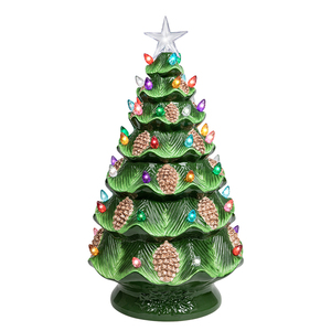 Co-Arts Árbol de Navidad de cerámica verde grande de 24 pulgadas con conos de pino Decoración navideña personalizada Navidad Arvores Árboles de Navidad - Product Image 2