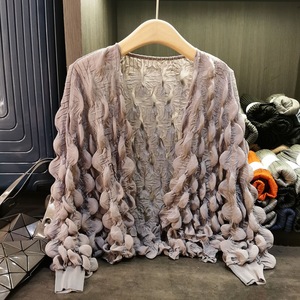 Light As a Feather~ Niche Design <strong>Bubble</strong> Style <strong>Top</strong>, New Summer Loose Sweet Solid Color Long-sleeved Jacket - Product Image 5