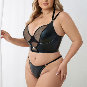 उच्च गुणवत्ता वाली सेक्सी वसा महिलाओं पारदर्शी कामुक लिंग 2 टुकड़ा सेट pu और मछली बाहर लक्जरी प्लस आकार अंडरवियर - Product Image 1