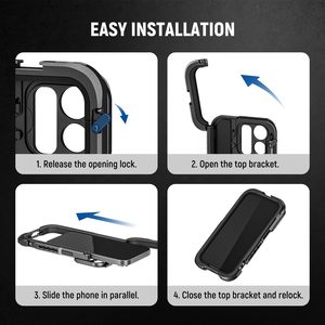 Objectif fileté 17mm stabilisateur de téléphone fond de panier <span class=keywords><strong>NEEWER</strong></span> 15 <span class=keywords><strong>Pro</strong></span> Phone Cage Video Rig avec 67mm Black Diffusion 1/4 Filter - Product Image 2
