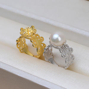 Bague en argent S925 pour femmes, design ouvert, incrustation en forme de lettre, accessoires en perles DIY, plateau vide semi-fini, tendance pour 239 - Product Image 1