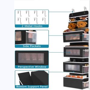 Organisateur de porte pliable robuste pour placard, salle de bain, chambre d'enfant, rangement mural suspendu avec 4 grandes poches de grande capacité - Product Image 3