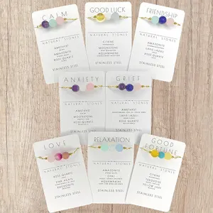 Pulsera de Cristal Curativo para Mujer, Pulsera de <span class=keywords><strong>Amistad</strong></span> Hecha a Mano con Piedra Natural, Regalos Personalizados de Acero Inoxidable - Product Image 1