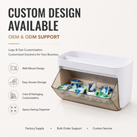 Distributeur mural de capsules de lessive avec couvercle transparent, support pour dosettes de détergent, boîte de rangement gain de place pour tablettes avec étagère supérieure