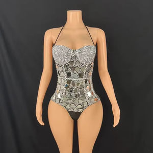 <span class=keywords><strong>Combinaison</strong></span> sans manches noire effet miroir pour <span class=keywords><strong>femme</strong></span>, imprimée par transfert thermique, tenue de danse orientale, marque TWCS, en stock - Product Image 1