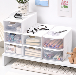 Cajones de almacenamiento apilables de plástico, cajones pequeños tipo cajón, cajas organizadoras de <span class=keywords><strong>escritorio</strong></span>, <span class=keywords><strong>cajonera</strong></span> pequeña translúcida - Product Image 4