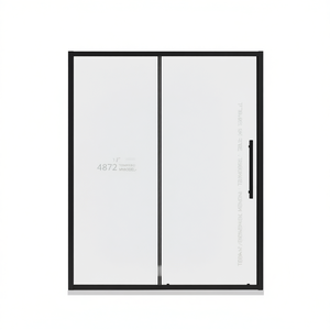 Sliding Shower Door 44-48 In W X 72 In H With 1/4 In Tempered Glass Matted <b>Black</b> <b>Frame</b> Minimalist Design - Product Image 1