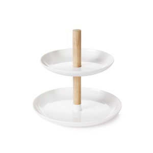 Decorative Household 2 Layers <b>Rotating</b> Jewelry Cake Fruits <b>Display</b> Serving Tray <b>Standing</b> Table Top Rack for Living Room - Product Image 6