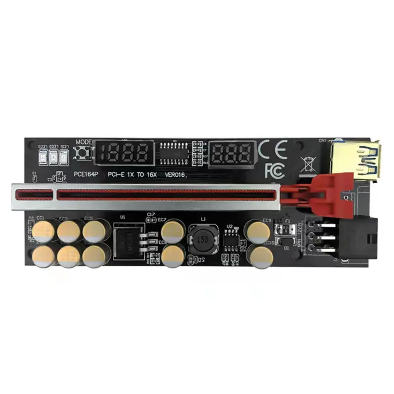 Ver016 Risers Pcie Pci Express Card Gpu 1x To X16 Usb 6pin Usb Extension Cable With Temperature Display